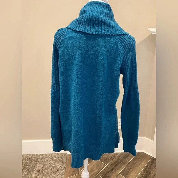 ✨Time and Tru Women's Cowl Neck Tunic Sweater LG 12/14 Teal knit - Picture 4 of 11